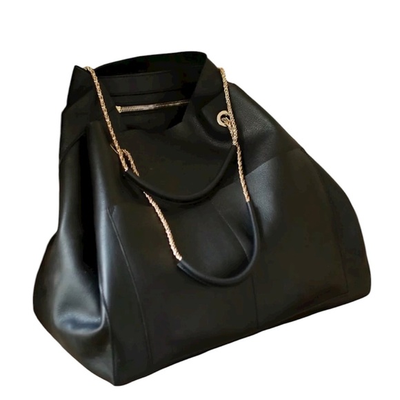 Sézane Gaby Black Leather Tote Bag - Picture 5 of 11